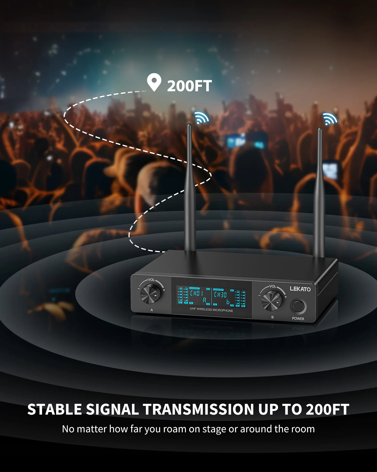 Профессиональный микрофон LEKATO набор микрофонов УВЧ для караоке подключи и