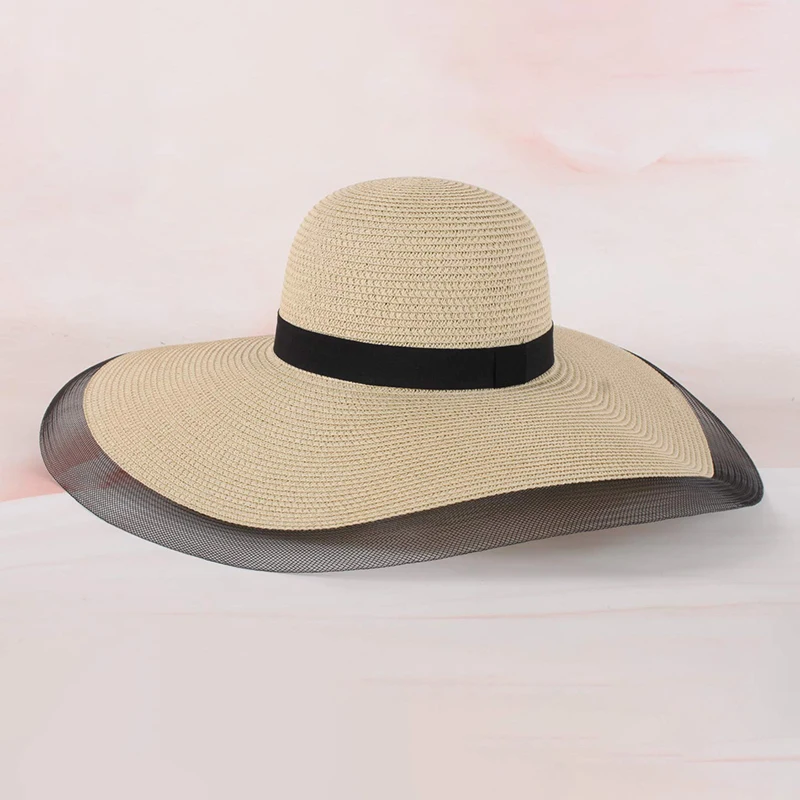 

Sun Hat Summer Anti-uv Lady Wide Brim Hat Women Solid Plain Floppy Summer Straw Hats For Women Female Mesh Brim Beach Hat