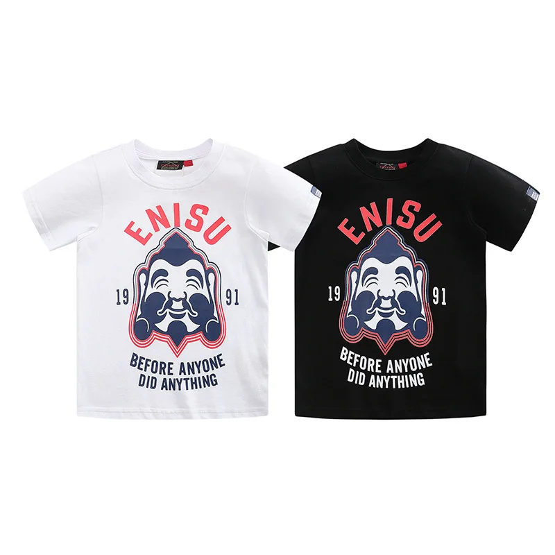 

Модная брендовая детская новая свободная Классическая хлопковая футболка с коротким рукавом и принтом головы Будды, Детская футболка с кор...
