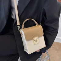 womens bags 2022 new fashion contrast color stone pattern box bag versatile lock messenger bag