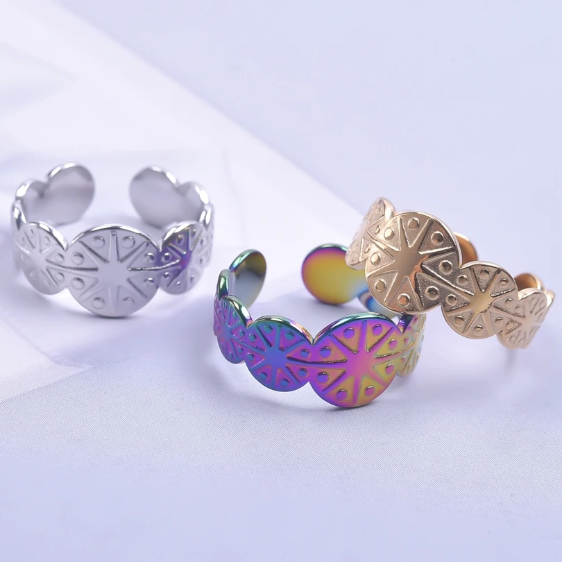 

Round Star Ring Vintage Jewelry Stainless Steel Rings For Women Men Accessories Bague Femme Acier Inoxydable Never Fade Gifts