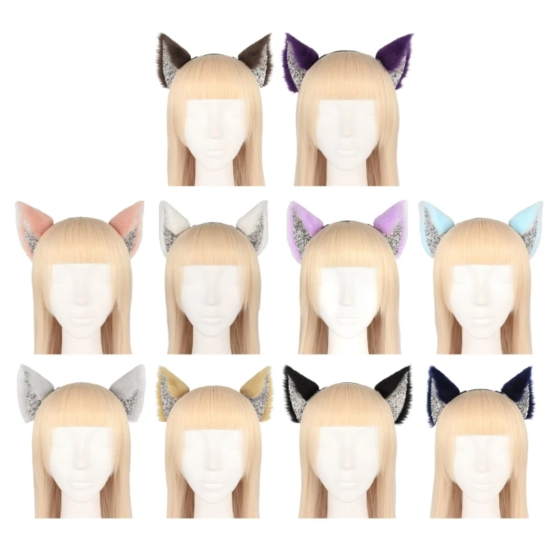 

Креативная повязка на голову в форме животных, обруч для волос в форме уха, плюшевый головной убор для вечерние, повязка для волос, для вечер...