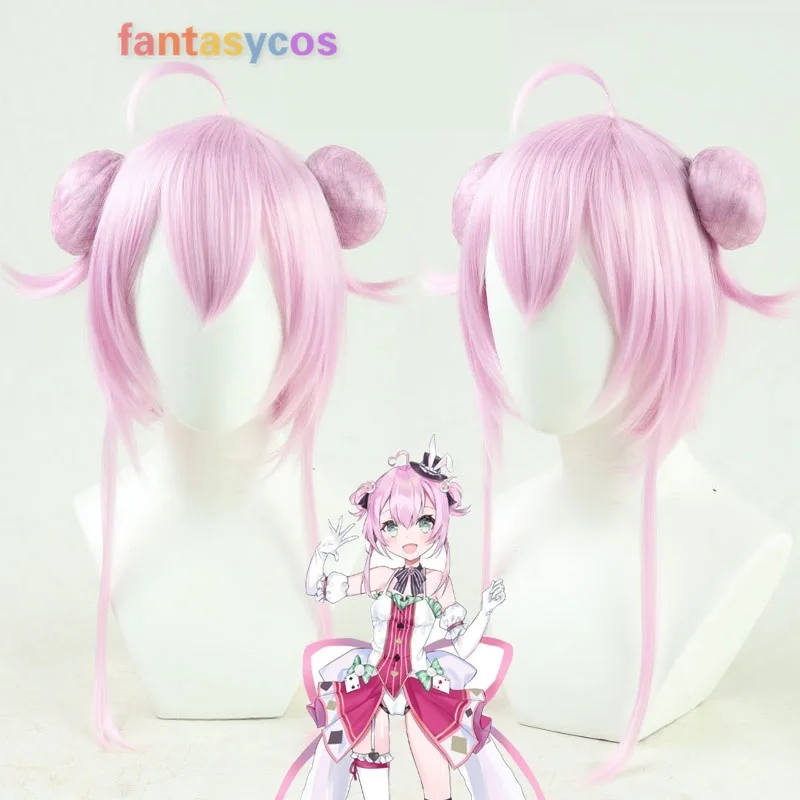 

Vtuber Spade Echo Cosplay Wig Pink Bun Cute Heat Resistant Synthetic Hair Halloween Costume Party Role Play + Free Wig Cap