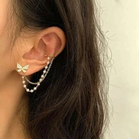 butterfly earring women rhinestone elegant stud earring metal chain delicate earrings