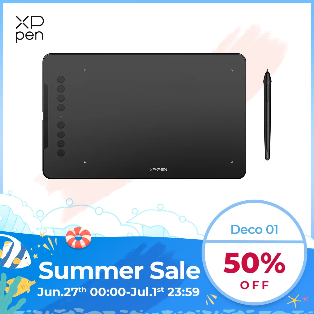 Xppen Deco01 v1 Gráfico Tablet Desenho Digital Comprimidos 8192 Nível de Animação Arte para Crianças Windows Bateria Livre Caneta Tablets digitais