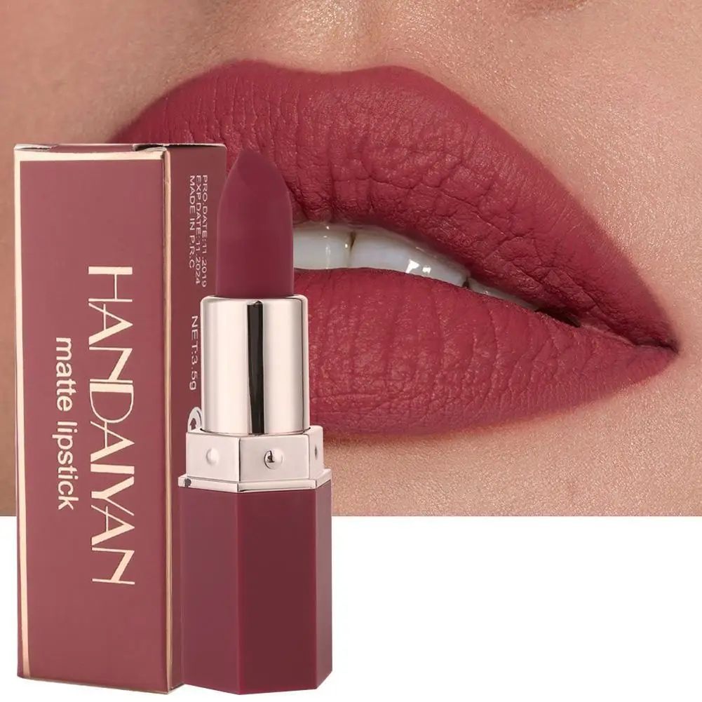 

For HANDAIYAN 6 Colors Matte Lipstick Beauty Lip Gloss Waterproof Free Hours LippenstiftTinted 24 Makeup Shipping Balm K0L2