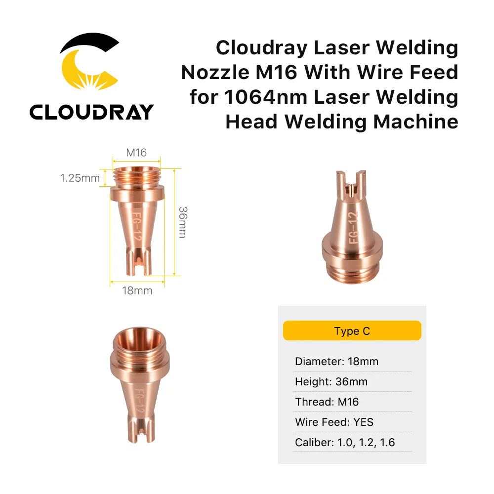Cloudray 10 шт. ручное лазерное сварочное сопло M16 с резьбой для крепления проволоки