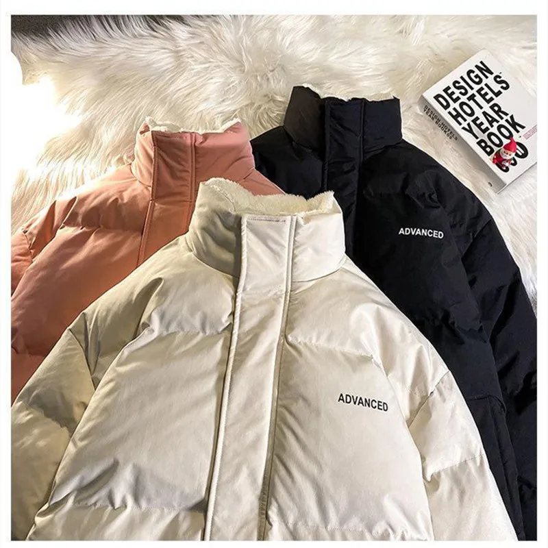 Winter Velvet Thickened Cotton Coats Men's College New Padded Jacket Hong Kong Style Parkas Loose Versatile Casual Fleece Coat