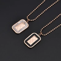 stainless steel square rose gold color pendant neckalce punk creative lock chain adjustable neckalce for women man jewelry