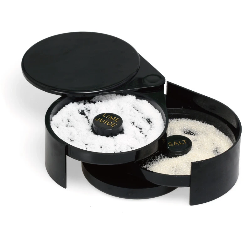 

Черная трехслойная пластиковая коробка для соли, устройство для окунания соли, коробка для сахара, коробка для сока, коктейля, приправ