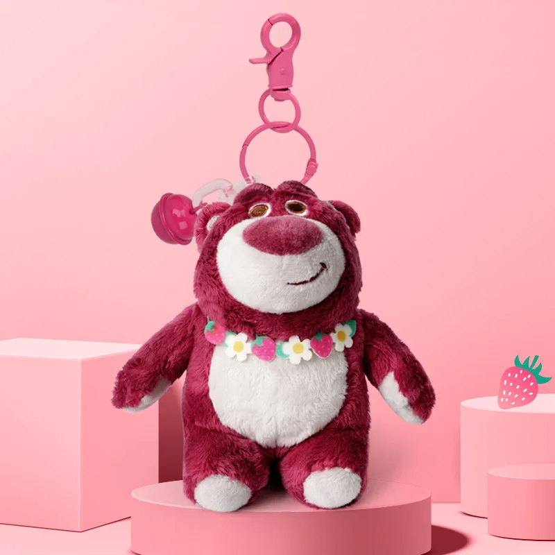 

Disney Toy Story Lotso Keychain Kawaii Plush Pink Strawberry Bear Pendant Cute Stuffed Toy for Children Animal Plushie Keychains