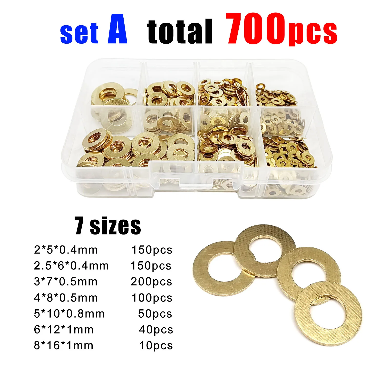 Плоская шайба Screwhome Марка различных размеров 530/700 шт. Набор из закаленной стали и