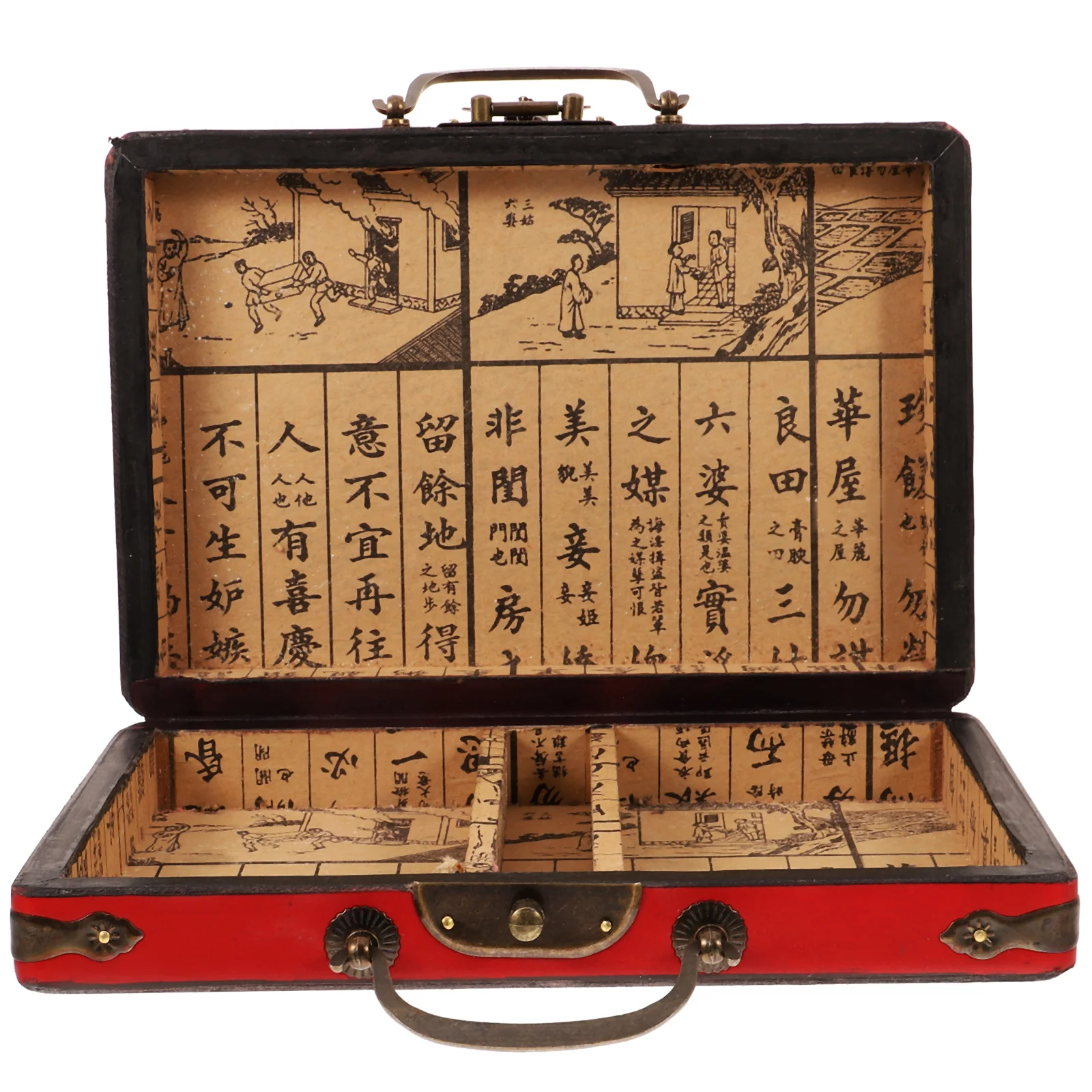 

Container with Lid Mahjong Gifts Wooden Case Antique Retro Household Storage Holder Travel