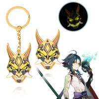 game genshin impact xiao metal badge keychain cartoon luminous arm shoulder badges brooch pin bag pendants cosplay props