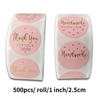 500pcs roll1 inch round labels thank you sticker dragees candy bag flower gift box cake boxes and packaging wedding stickers