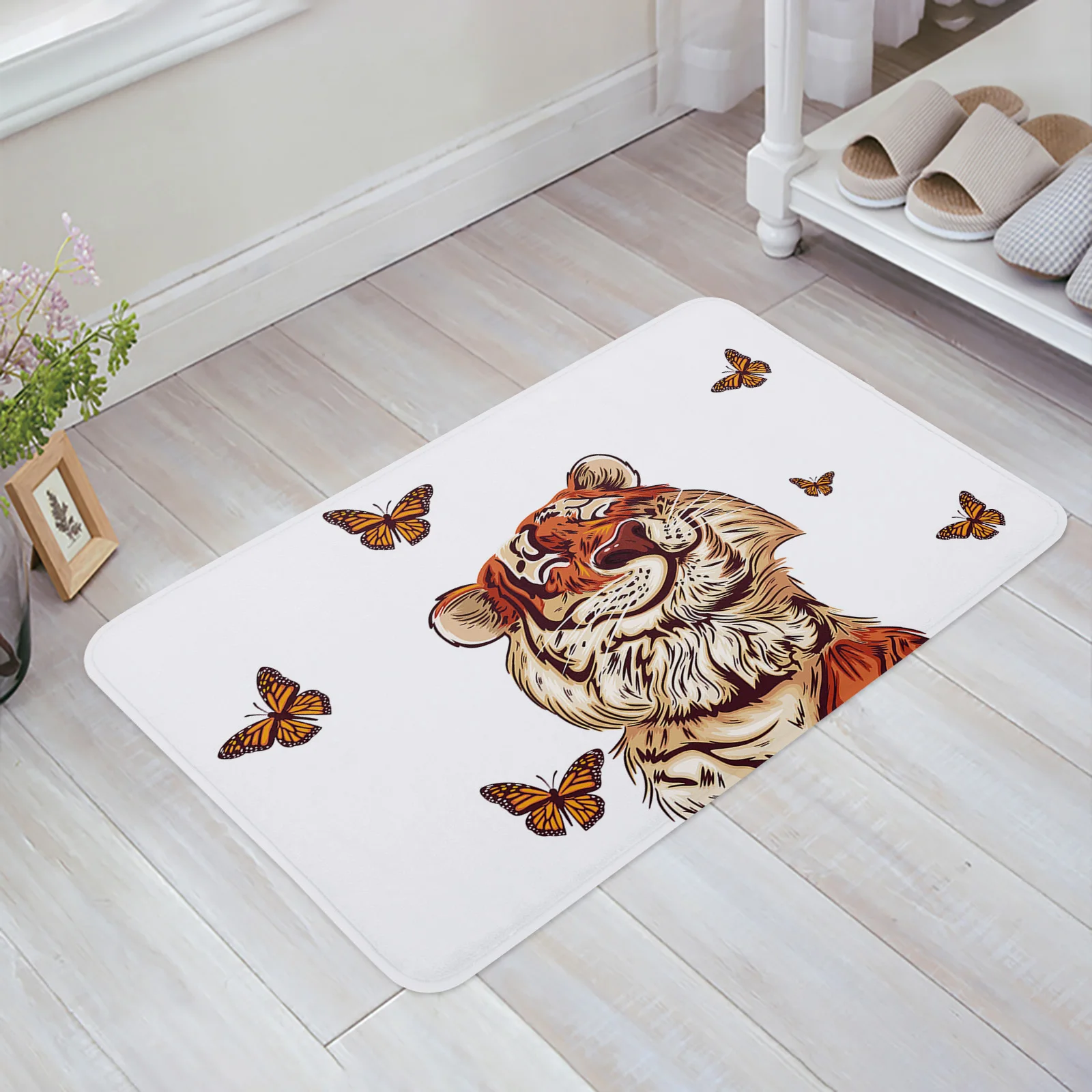 

Забавный милый тигр бабочка планшетофон для спальни гостиной домашний Придверный коврик для ванной нескользящий коврик