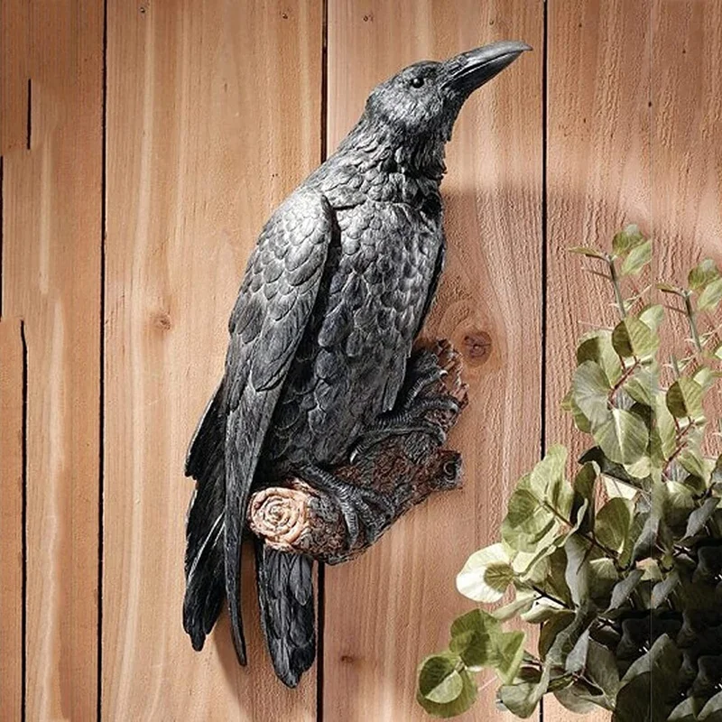 

Black Crow's Perch Wall Sculpture Wall Hanging Resin Sculpture Garden Craft