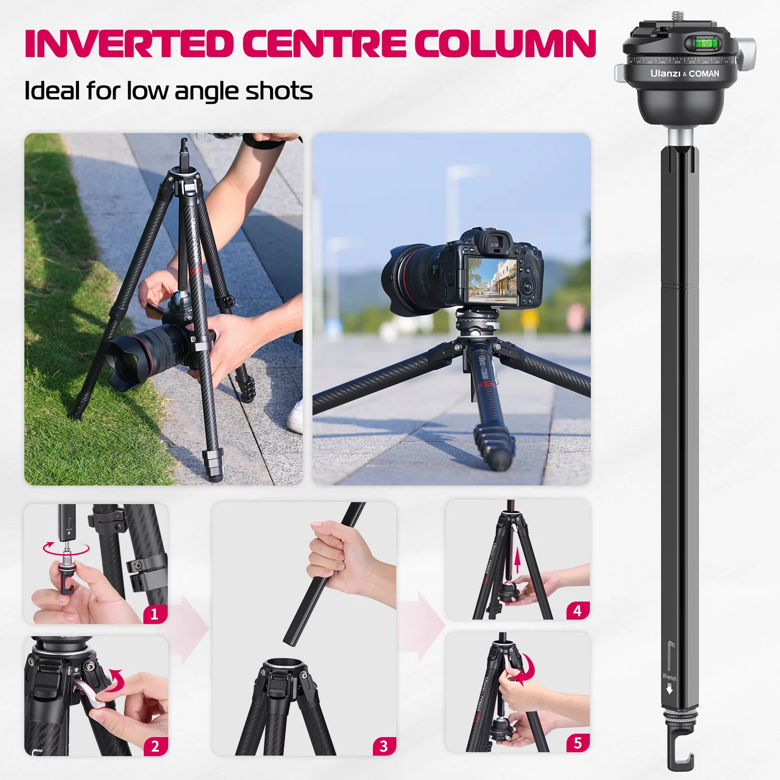 Фото Штатив для камеры Ulanzi Zero F38 Heavy Duty из углеродного волокна, профессиональный штатив для фотосъемки на открытом воздухе, видеозаписи, дорожный монопод для Canon Nikon №4