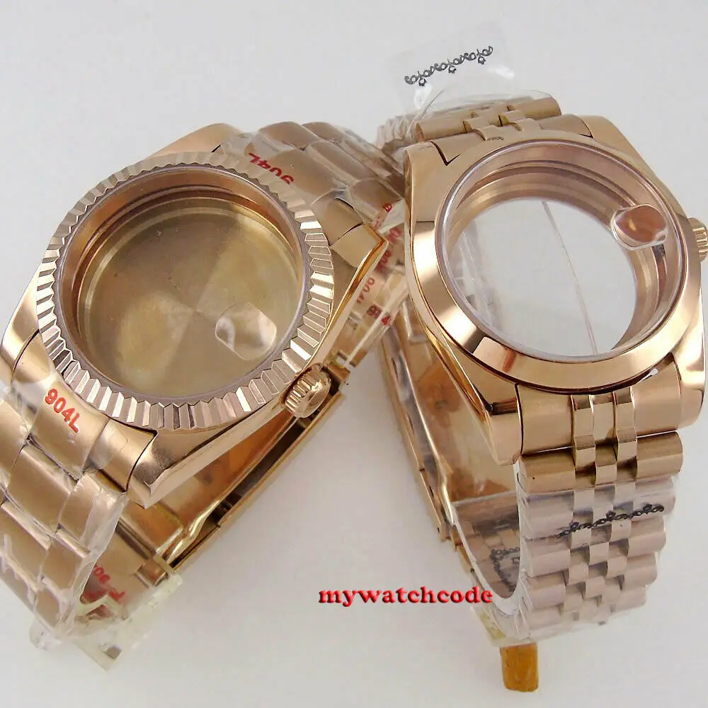 Rose Golden 36mm 39mm Sapphire Glass Watch Case Fit Eta 2836 2824 8215 NH35 NH36