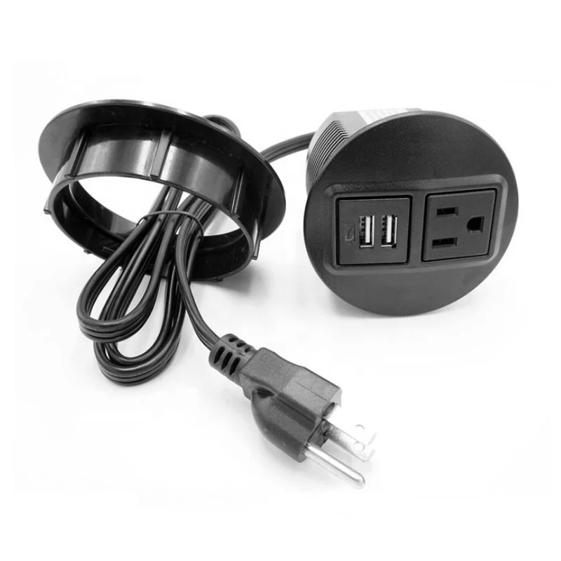 

USB American desk furniture socket American furniture USB embedded round desk cabinet furniture socket