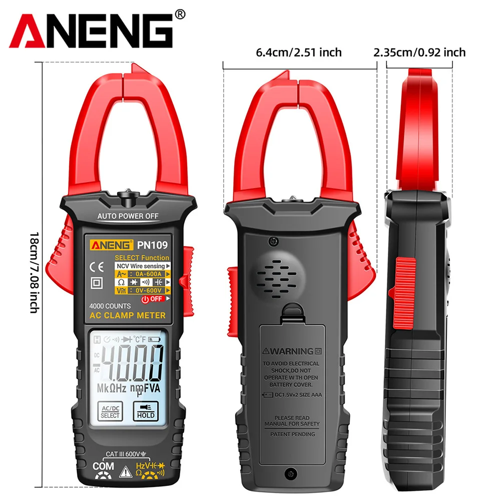 Умный токоизмеритель-зажим ANENG PN109 цифровой 4000 А