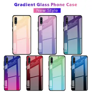 Gradient Tempered Glass Case for Samsung Galaxy A70 S8 S9 Iphone 7 XS HuaweiP30 Xiaomi9 TPU Anti Fall Phone Back Cover Shell