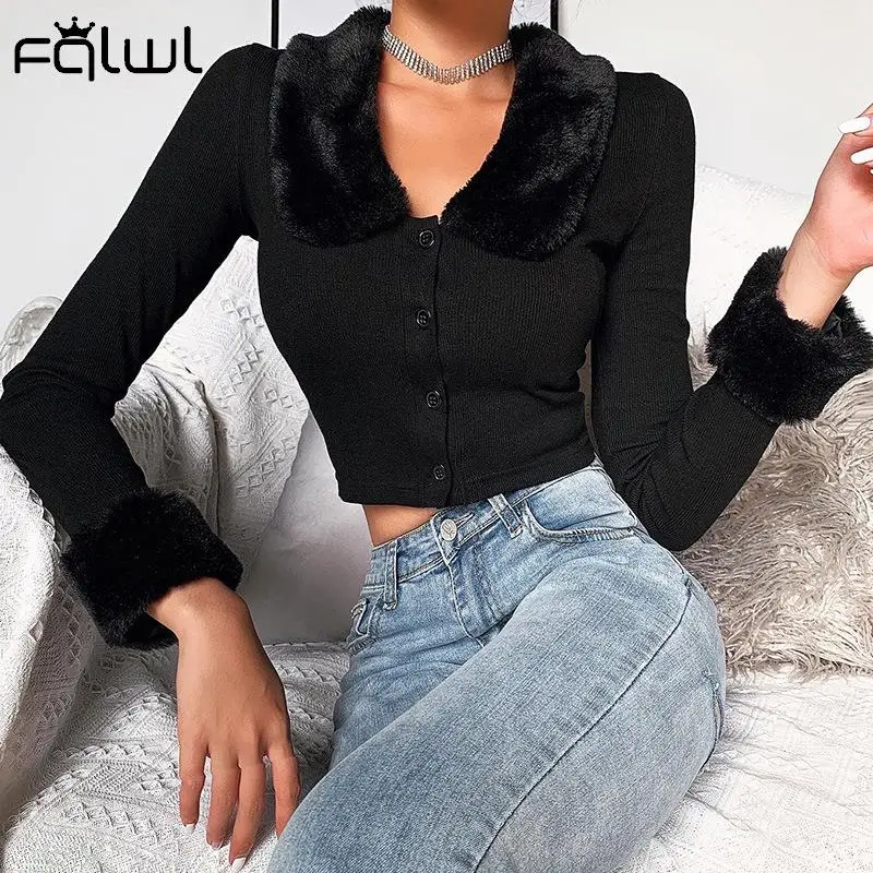 Женский кардиган с длинным рукавом черный облегающий трикотажный лацканами