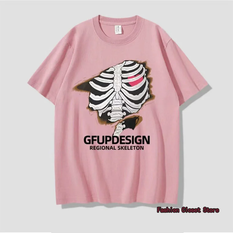 Популярные товары 2022 Мужская футболка с принтом скелета уличные Простые Модные