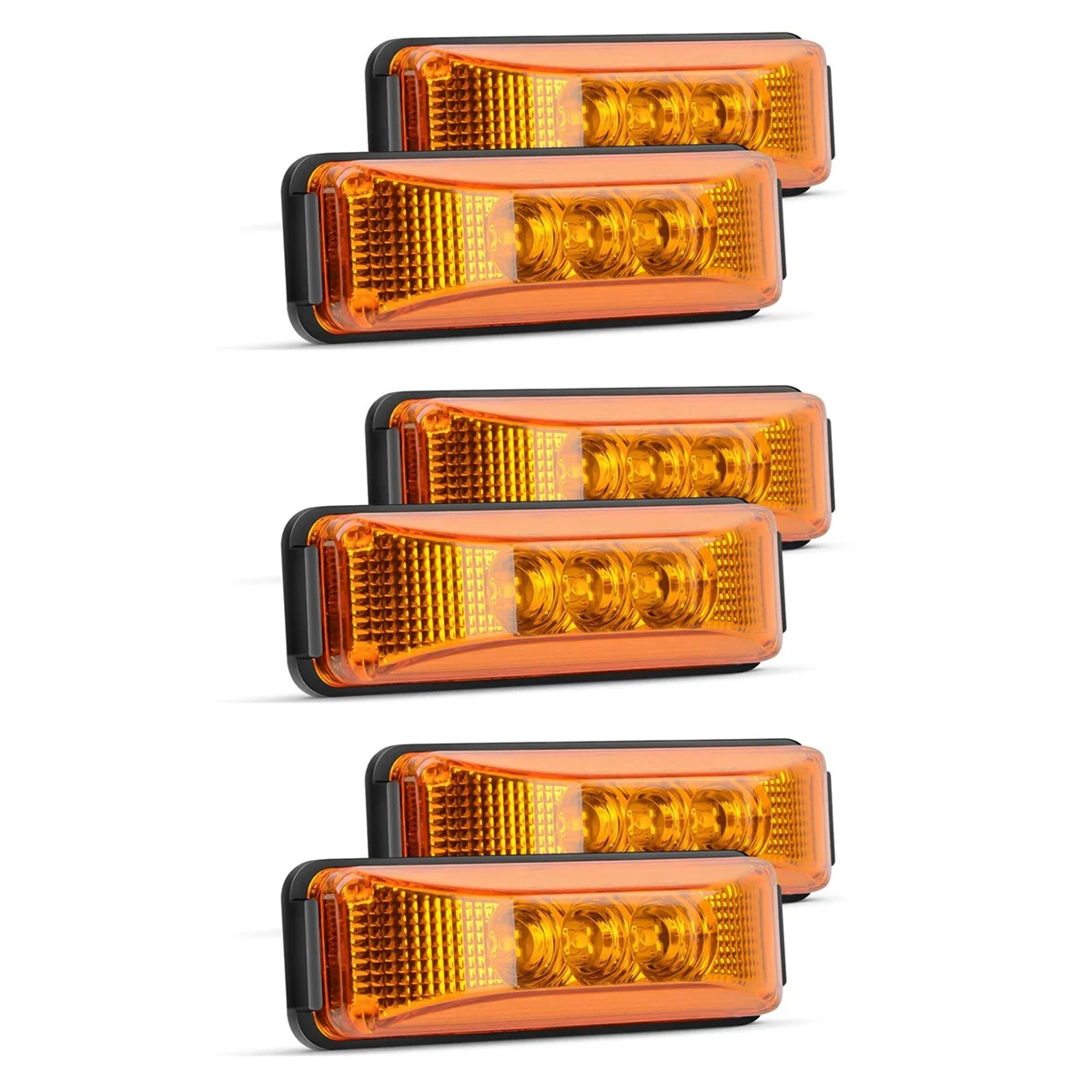 

6 Pcs 3.9 Inch 3 LEDs Truck Trailer Front Rear LED Side Marker Light Indicator Lamp Rock Light for Trailer Boat-Amber
