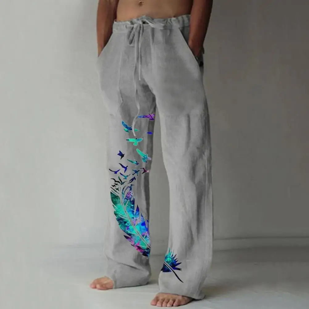 

Long Pants Men Pants Vintage Breathable Stylish Loose Mid Waist Pants