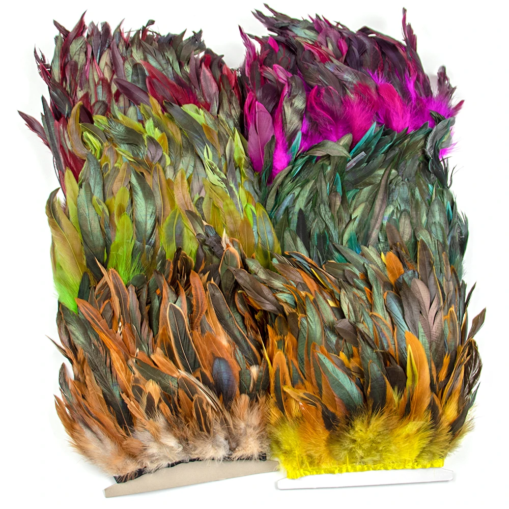 

Wholesale Natural Rooster Feather Trim Fringe 13-18cm Ribbon for Carnival Party Handicraft DIY Plume Dress Sewing Accessories