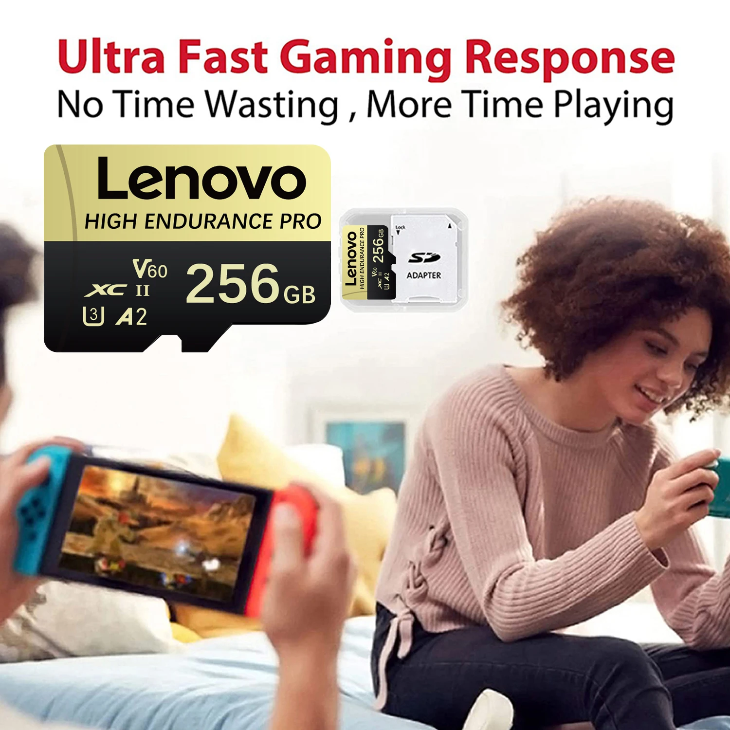 Фото Карта памяти Lenovo High Endurance SD 128/256/512 ГБ, высокоскоростная карта Micro SD U3 V60, универсальная TF-карта для камеры, Nintendo Switch. №5