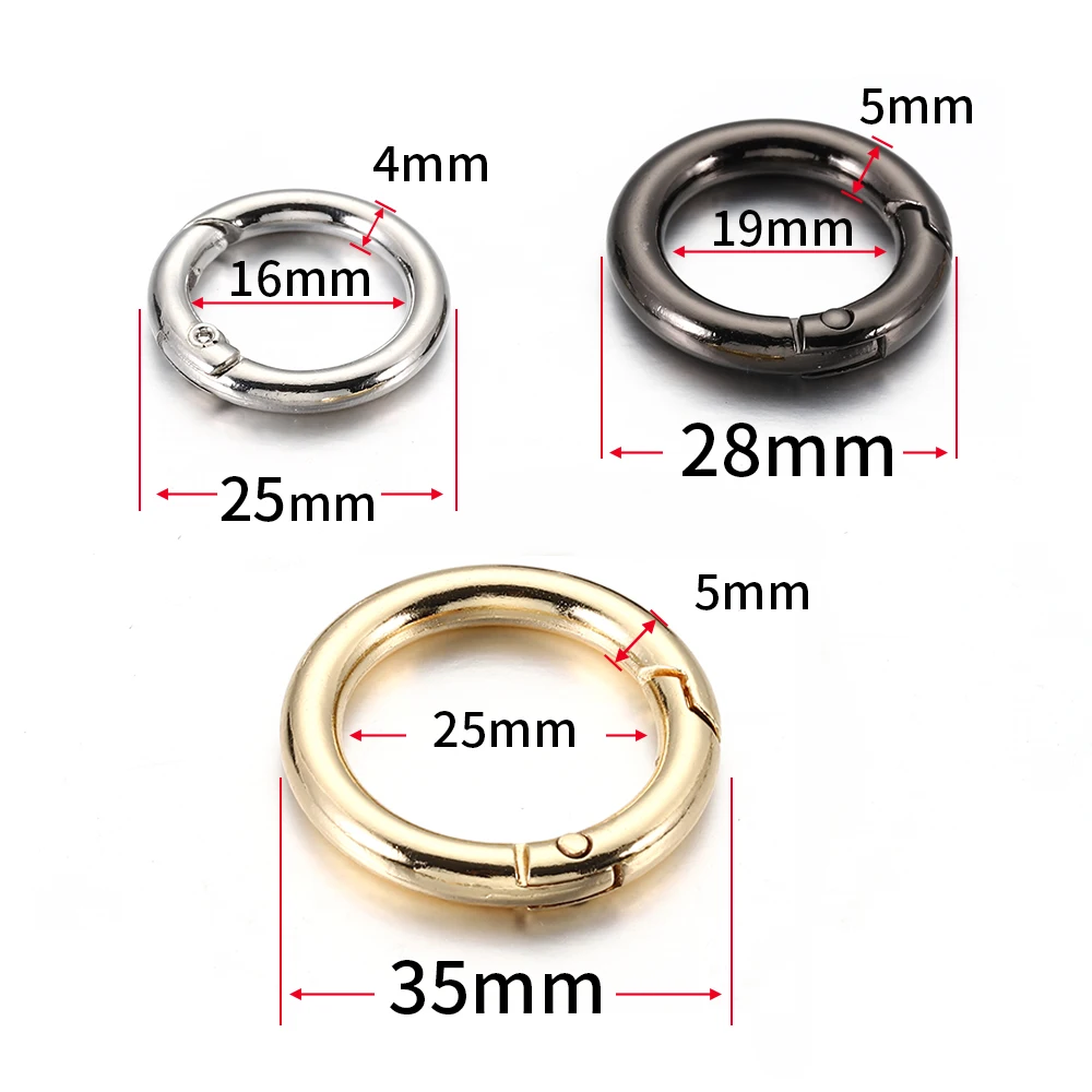 5 Piece O Shape Ring Keyring Spring Clasps Openable Handbag Belt Strap Buckles Dog Tag Chain Snap Clasp Connector for DIY Making