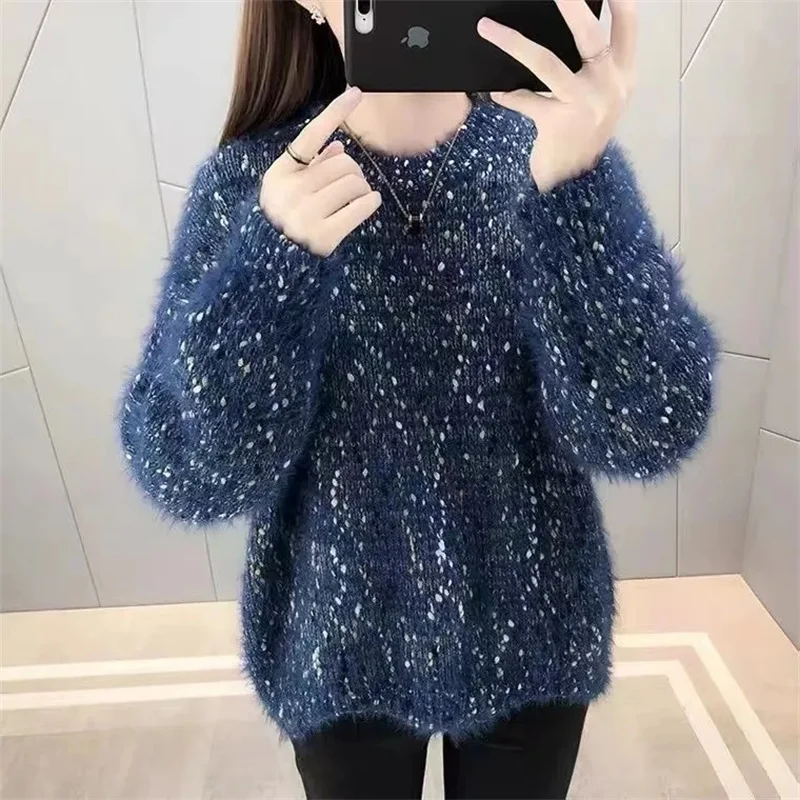 Женский бархатный свитер из норки на осень и зиму новинка 2023 Свободная