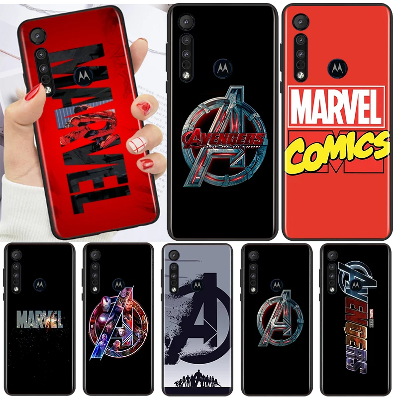 

Marvel Logo For Motorola G8 G9 G Edge E7 E20 G60S G50 X30 S30 G71 G51 G22 30 G41 G31 S Power Black Phone Case