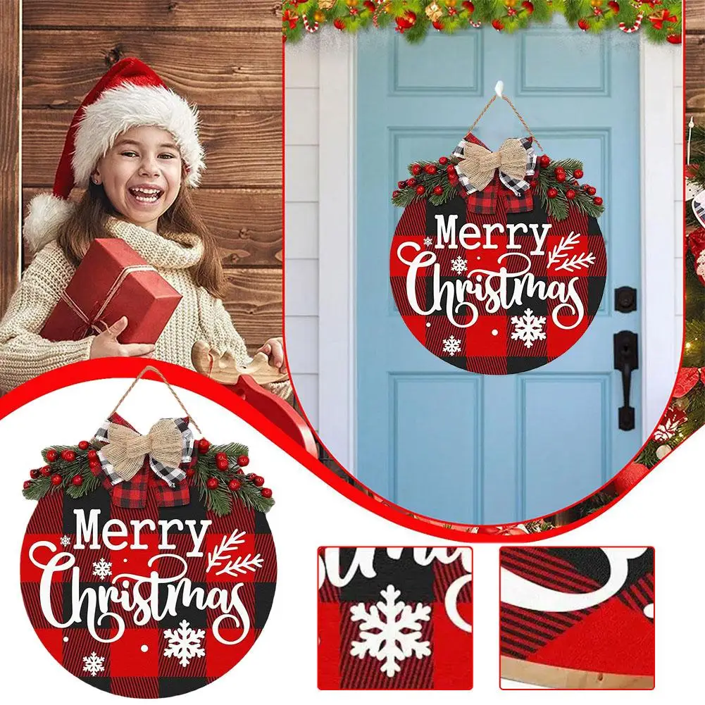 

Wooden Christmas Wreath Door Hanging Oranments Xmas Pendants Merry Christmas Decor For Home Happy New Year Navidad Supplies U9R7
