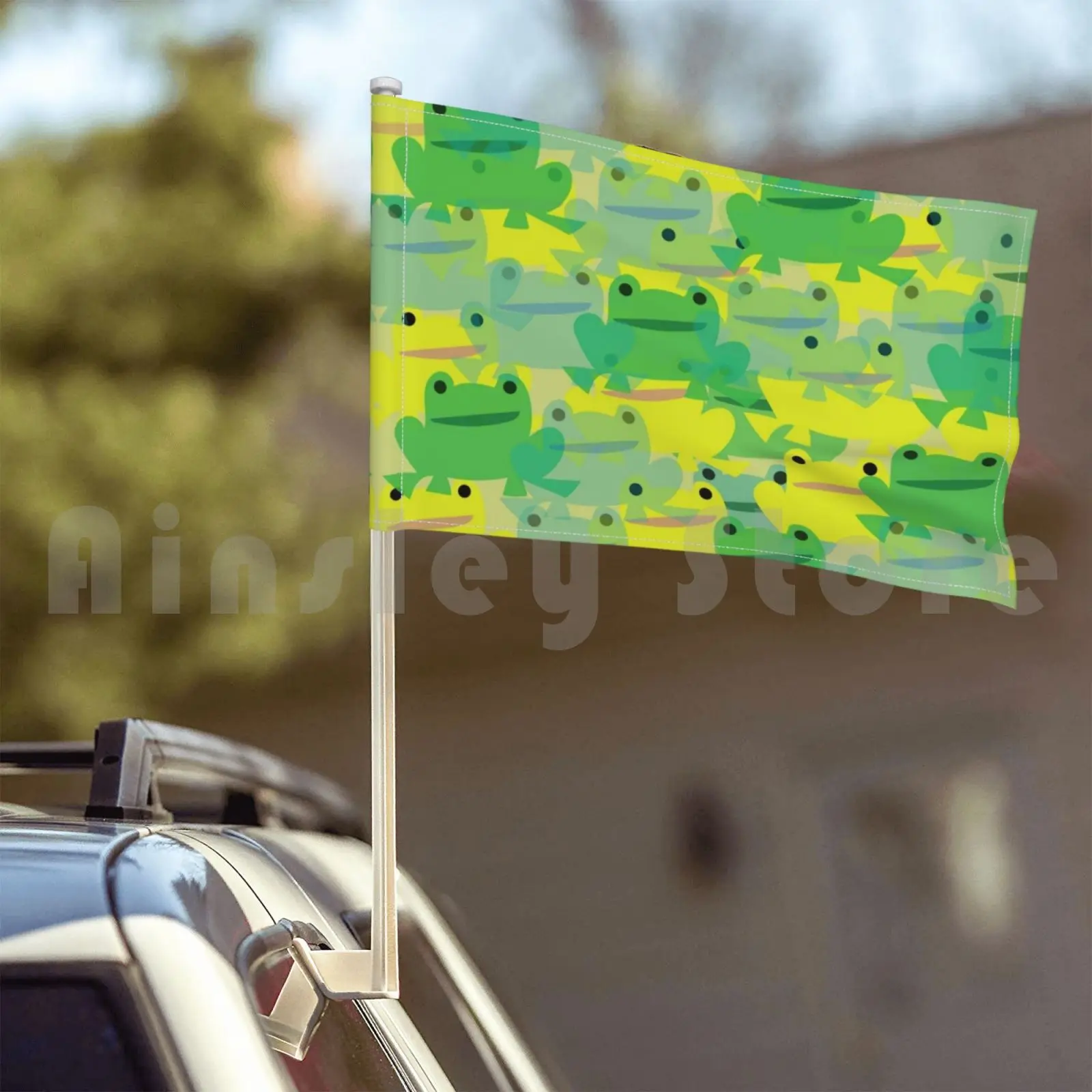 Уличный декор флаг автомобиль лягушка лягушки зеленые счастливые детские