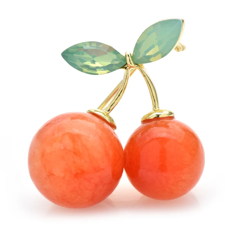 

Wuli&baby Charming Cherry Brooches For Women Unisex Red Lovely Fruits Party Office Brooch Pins Fashion Jewelry Gifts