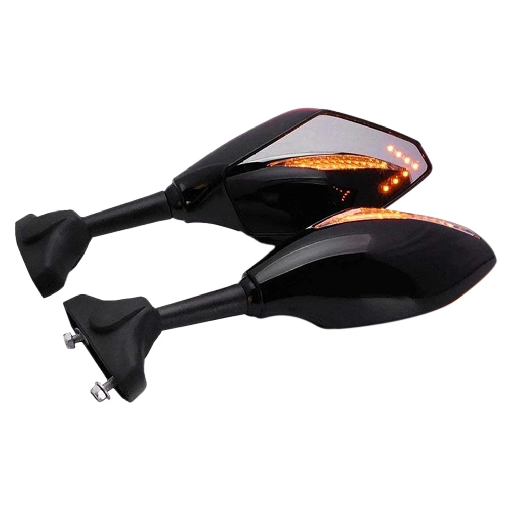 

2Pcs Motorcycle Handlebar Mount Rearview Mirror with LED Turn Signal Lights for Yamaha YZF R1 R6 FZ1 FZ6 600R R3