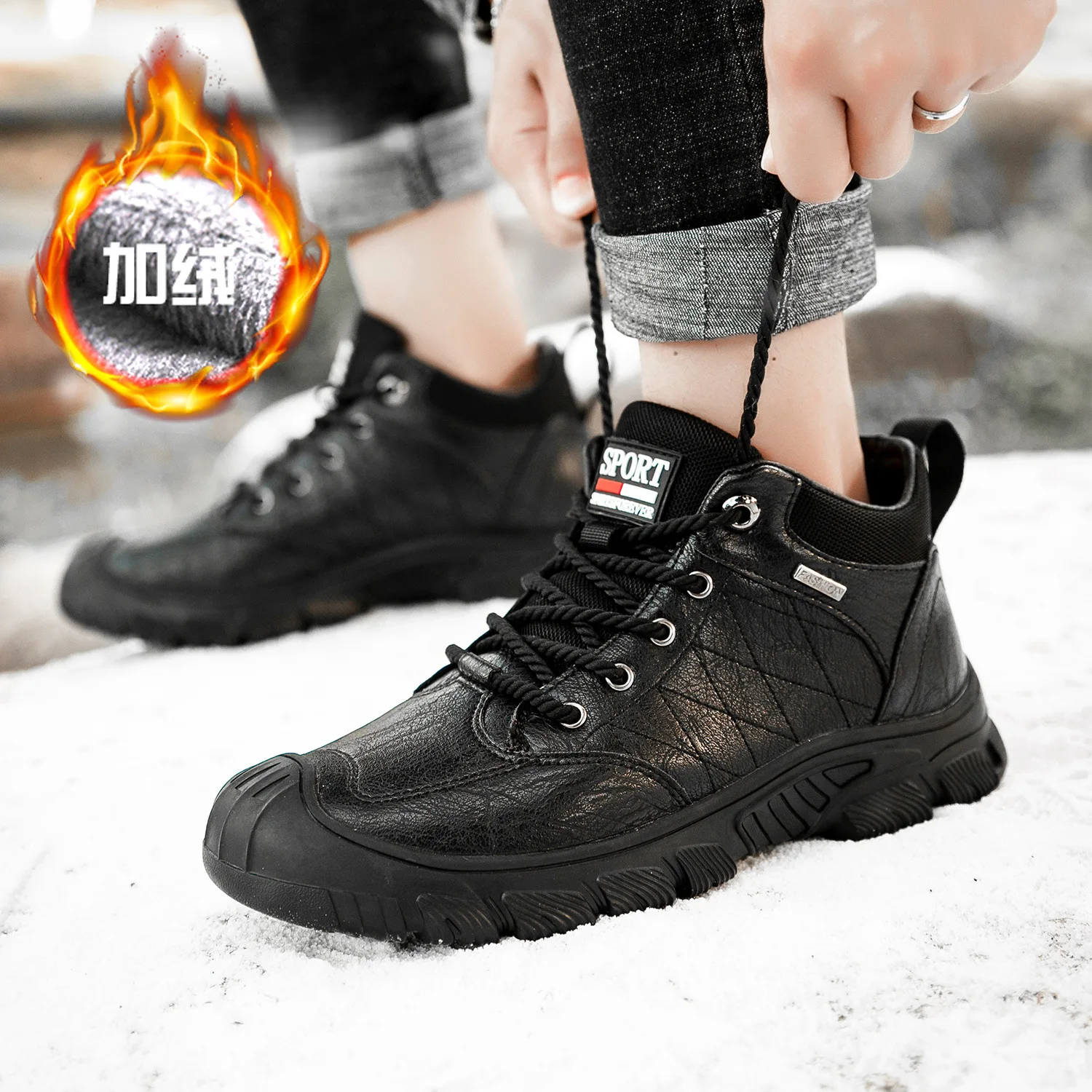 

Winter Boots For Men 2021 Autumn And Winter New Sports Men's Shoes Cross-border Large-size Outdoor Hiking Cotton