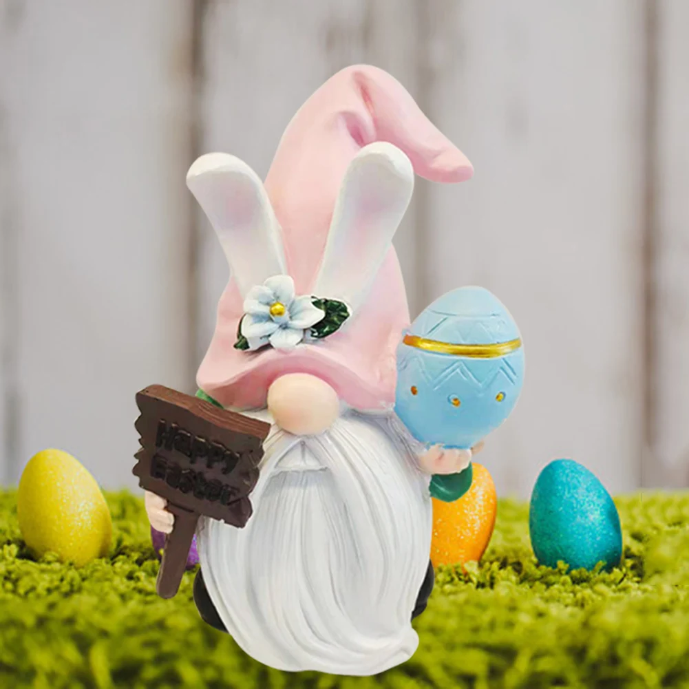 

Easter Bunny with Egg Sculpture Figurines Crafts Cute Mini Decorative Rabbit Figurine Craft Gifts Happy Easter Decoration