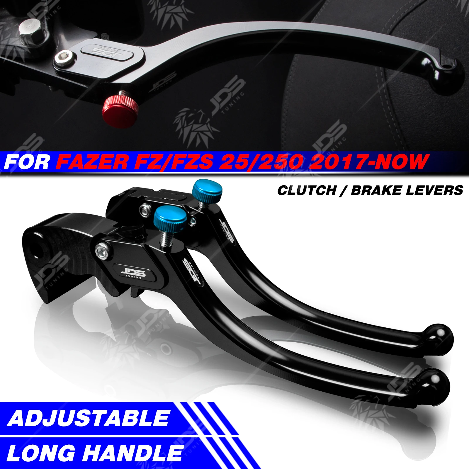 Фото JDSTUNING для Yamaha FAZER 25/FAZER 250/FZ25/FZ250/FZS25/FZS250 2017-NOW рычаг сцепления, набор тормозных рычагов с длинной ручкой, детали рычагов №1