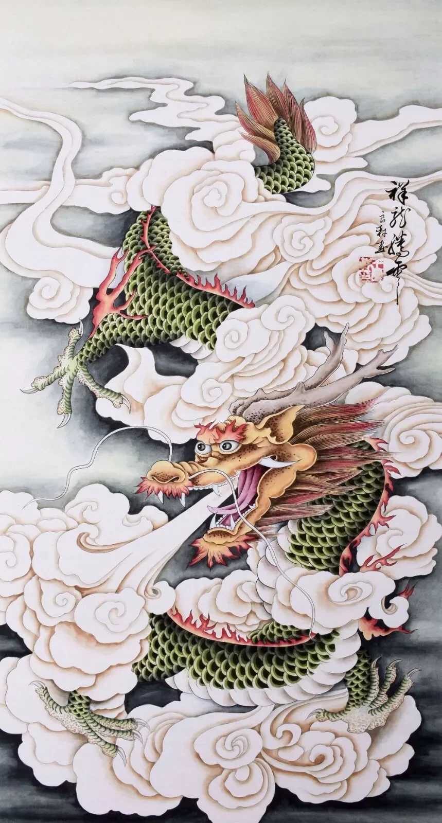 Фигурка китайская фигурка из Азии Шелковый постер с рисунком дракона Короля и