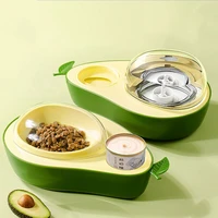pet cat bowl with drinking fountain water dispenser dog belows slow eat non slip cute style avocado shape automatic feeder cw400