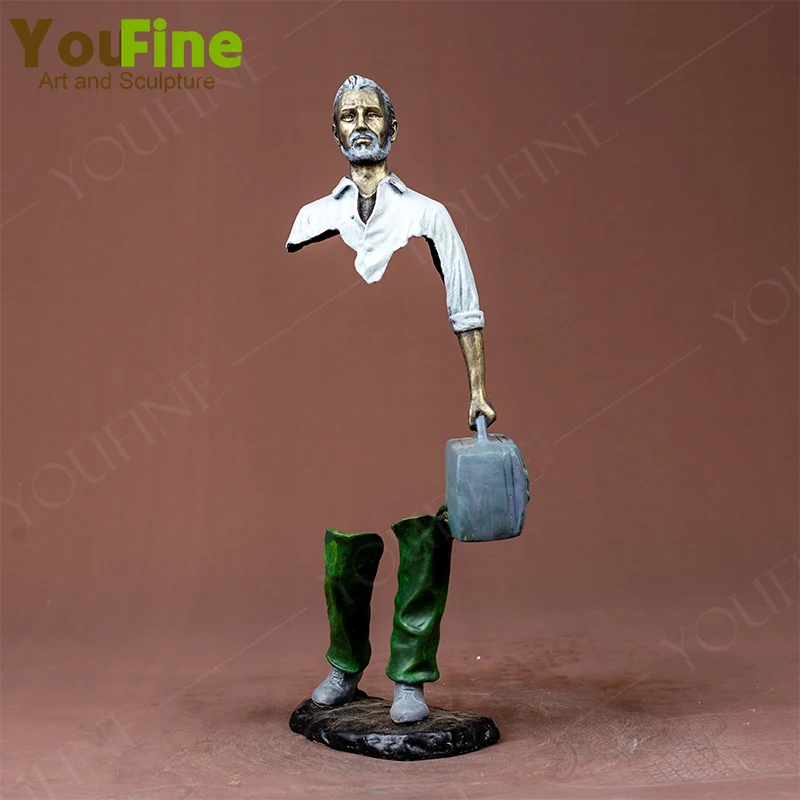 

Modern Art Bronze Traveler Statue 40cm Famous Bruno Catalano Bronze Traveler Sculpture For Home Hotel Decor Abstract Figurine