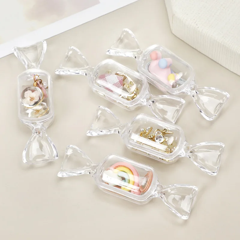 

10Pcs Candy Shaped Jewelry Storage Box Earrings Ring Transparent Packaging Box Jewelry Creative Carrying Case Gift for Girl