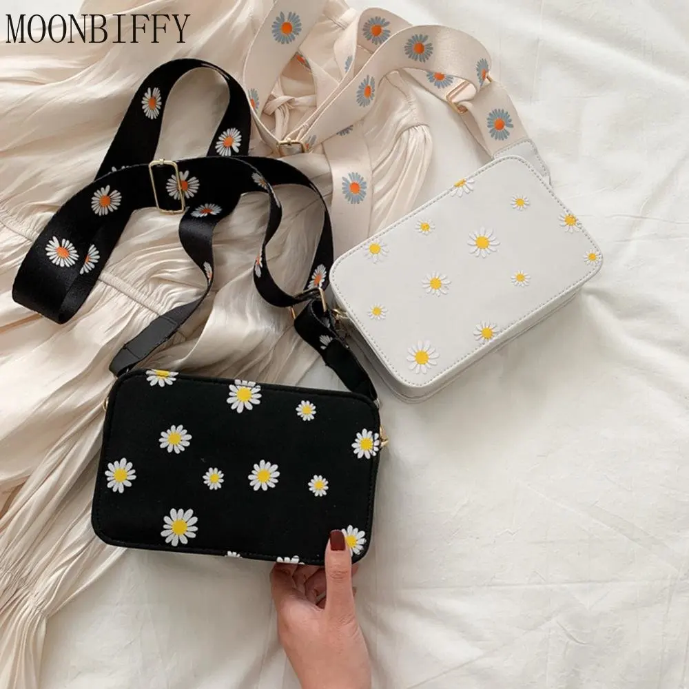 

Модная женская сумка с принтом маргариток, наплечная Сумочка, маленькая квадратная сумка с принтом, тоут, классическая элегантная сумка через плечо