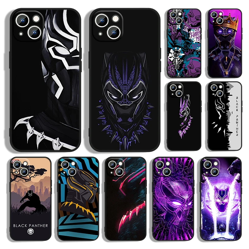 Чехол-накладка для iPhone, 14, 13, 12, 11 Pro Max, mini, XS, XR, X, 8, 7, 6S, 6 Plus, мягкий, с изображением Пантеры, черного цвета