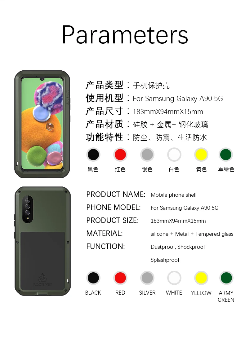 Powerful Case For Samsung Galaxy A90 A72 A42 A32 A52 5g Anti-knocked Aluminum Metal Gorilla Toughened Glass Phone Cover