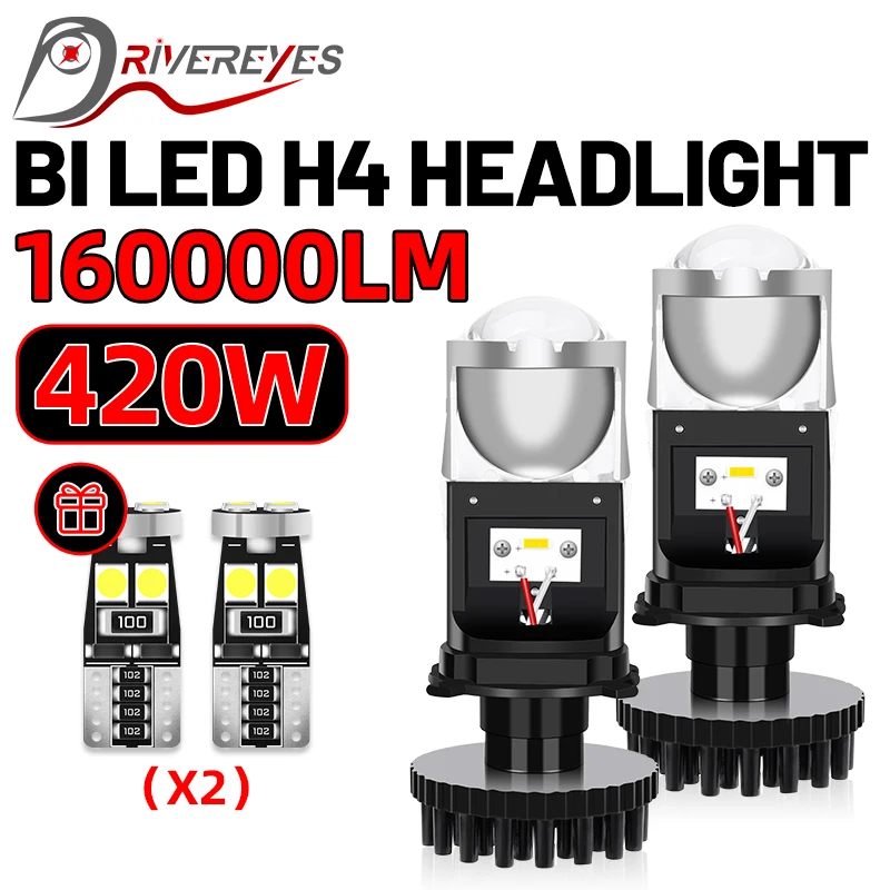 

H4 LED Projector 160000LM Mini Lens Auto H4 LED Headlight Bulb Kit CSP Chips High Beam Low Beam 420W Turbo Fan Car Light 12V 24V